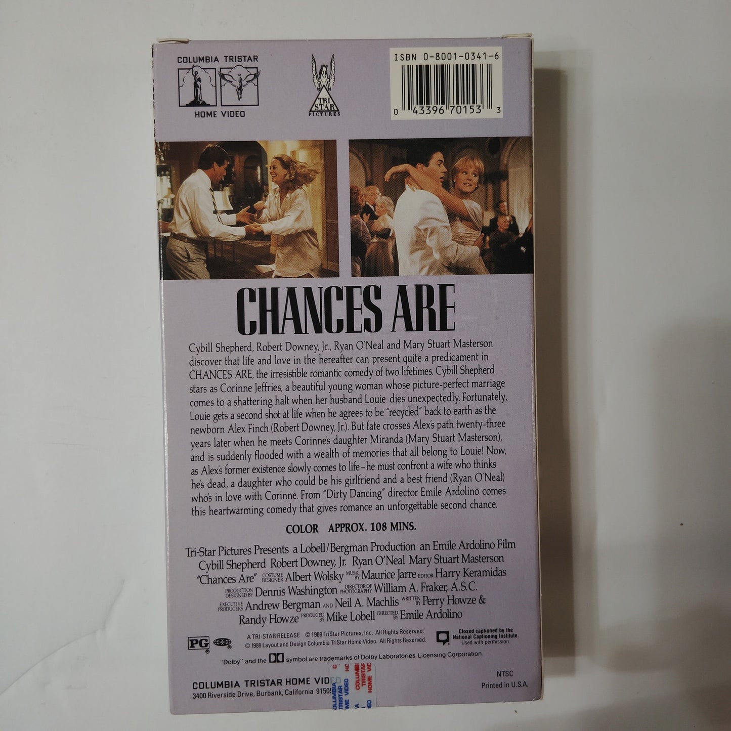Chances Are VHS 1989 Robert Downey Jr Cybill Shepherd Ryan O’Neal Emile Ardolino
