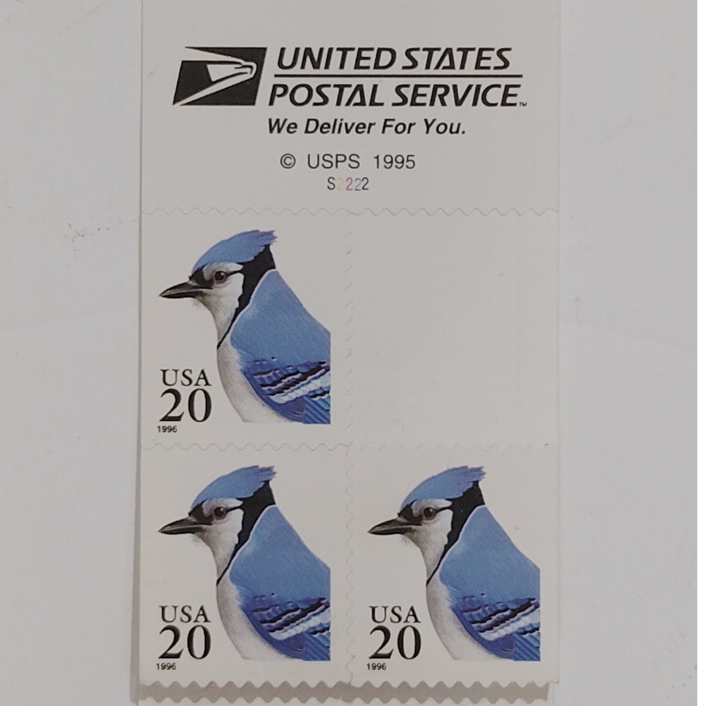 1996 Blue Jay Stamp, Lot of 4/20, 20¢ MNH, Flora & Fauna Series, Booklet Singles