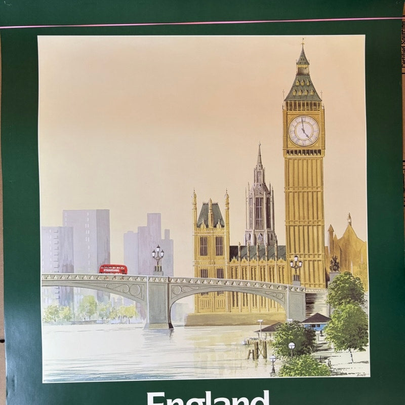 Original 70s Vintage Delta Air Lines England Travel Poster by Jack Laycox 28x22