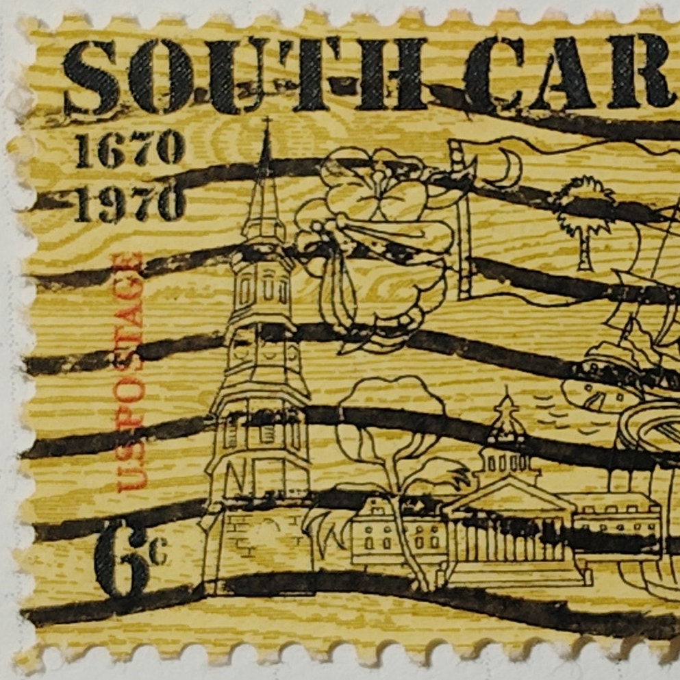 1970 US 6c South Carolina 300th Anniversary Stamp #1407 Used Cancelled