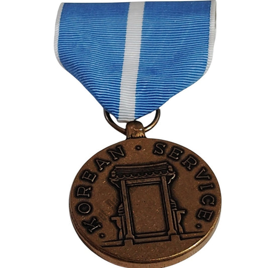 Korean Service Medal w/ Pinback, 1-1/4"D x 2-7/8"H Overall