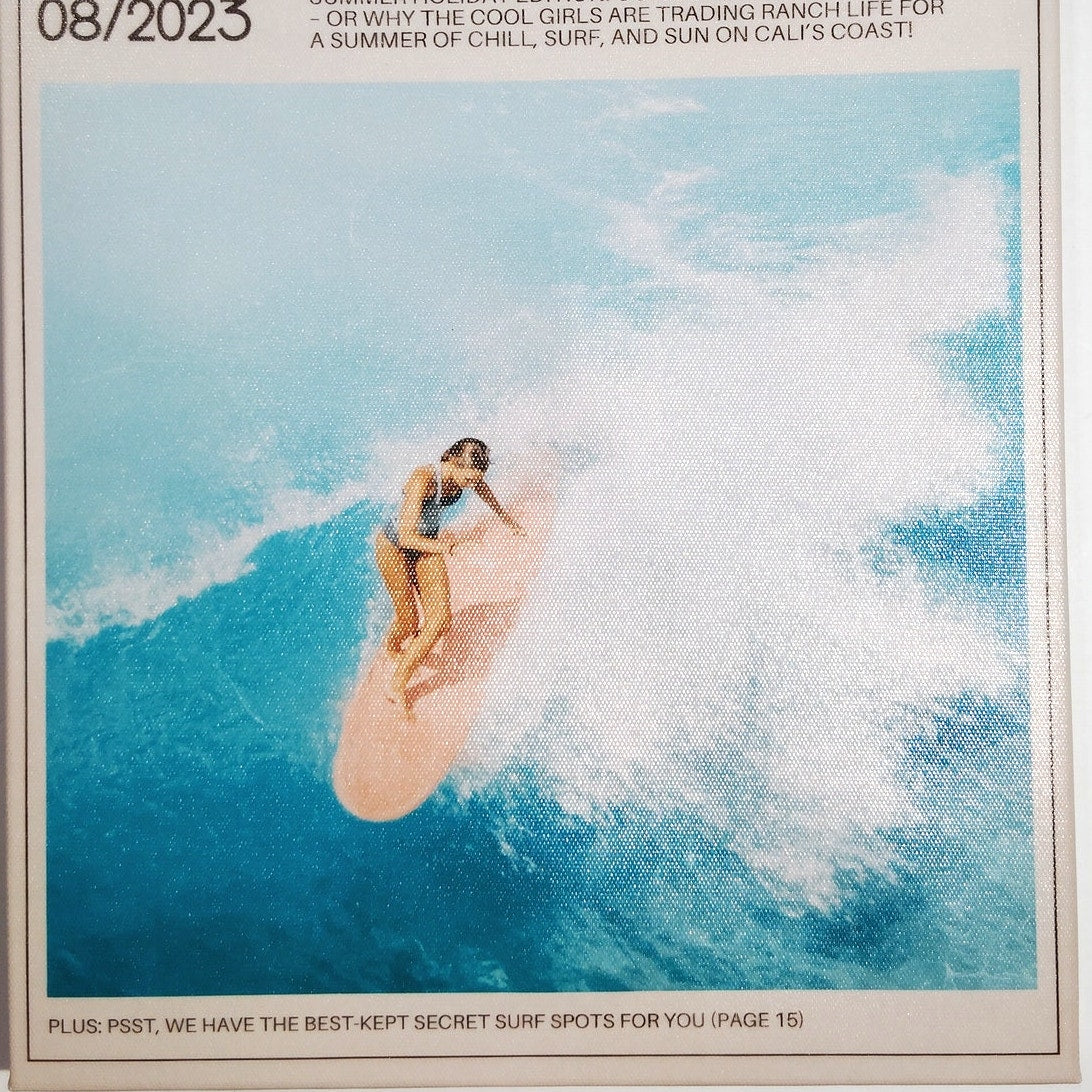 Coastal Life Summer Edt Canvas Framed Wall Art Retro Magazine Style 15.63x11.75"