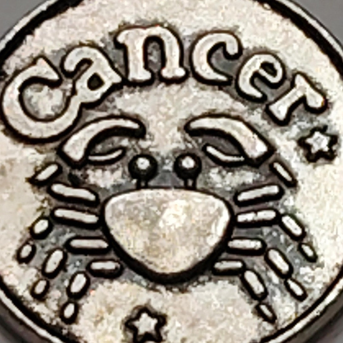 Cancer Zodiac Charm Patinated Silver‑Tone Crab Design 5/8" Medallion Pendant