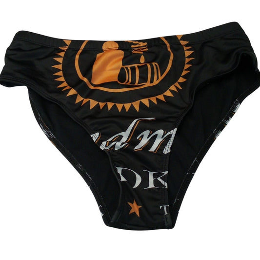 XL Novelty Vodka Graphic Swim Briefs Black Orange Print Bottoms