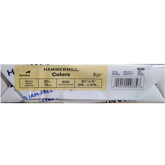 1 Ream (500 Pages) Hammermill Colored Printer Paper 20 Lb. Canary 8.5" x 11"