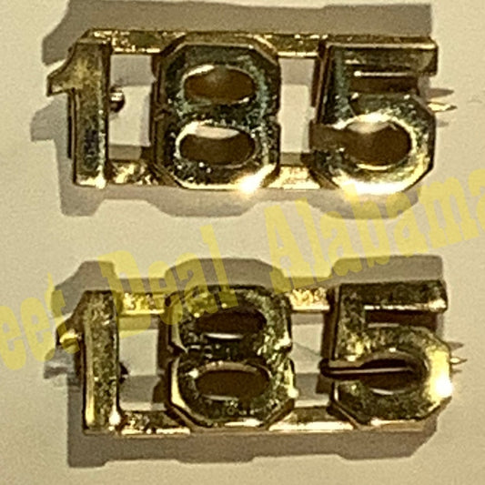 Early/Mid 1900s Brass C-Clasp "185" Collar Device 3/8"H Hat / Lapel Pins Set