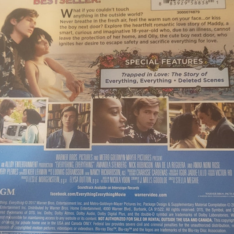Everything Everything Blu-ray Romantic Drama Amandla Stenberg Nick Robinson 2017