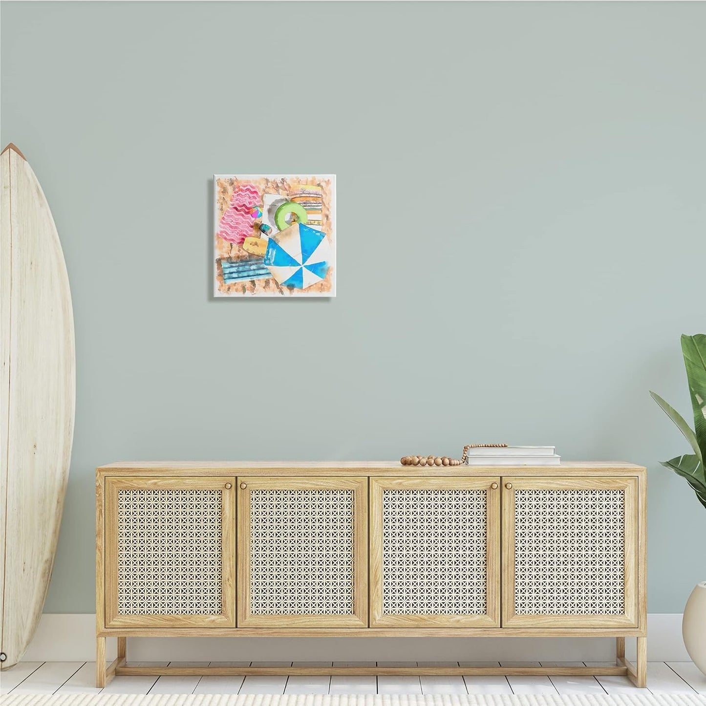 Summer Beach 17x17 Stretched Over Wood, Canvas Art Print, Design/Alonzo Saunders