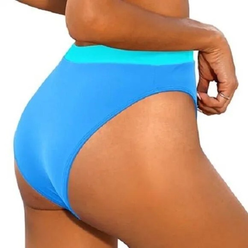Blooming Jelly Bikini Bottoms Blue Green Trim Women’s Swim Briefs Size Large