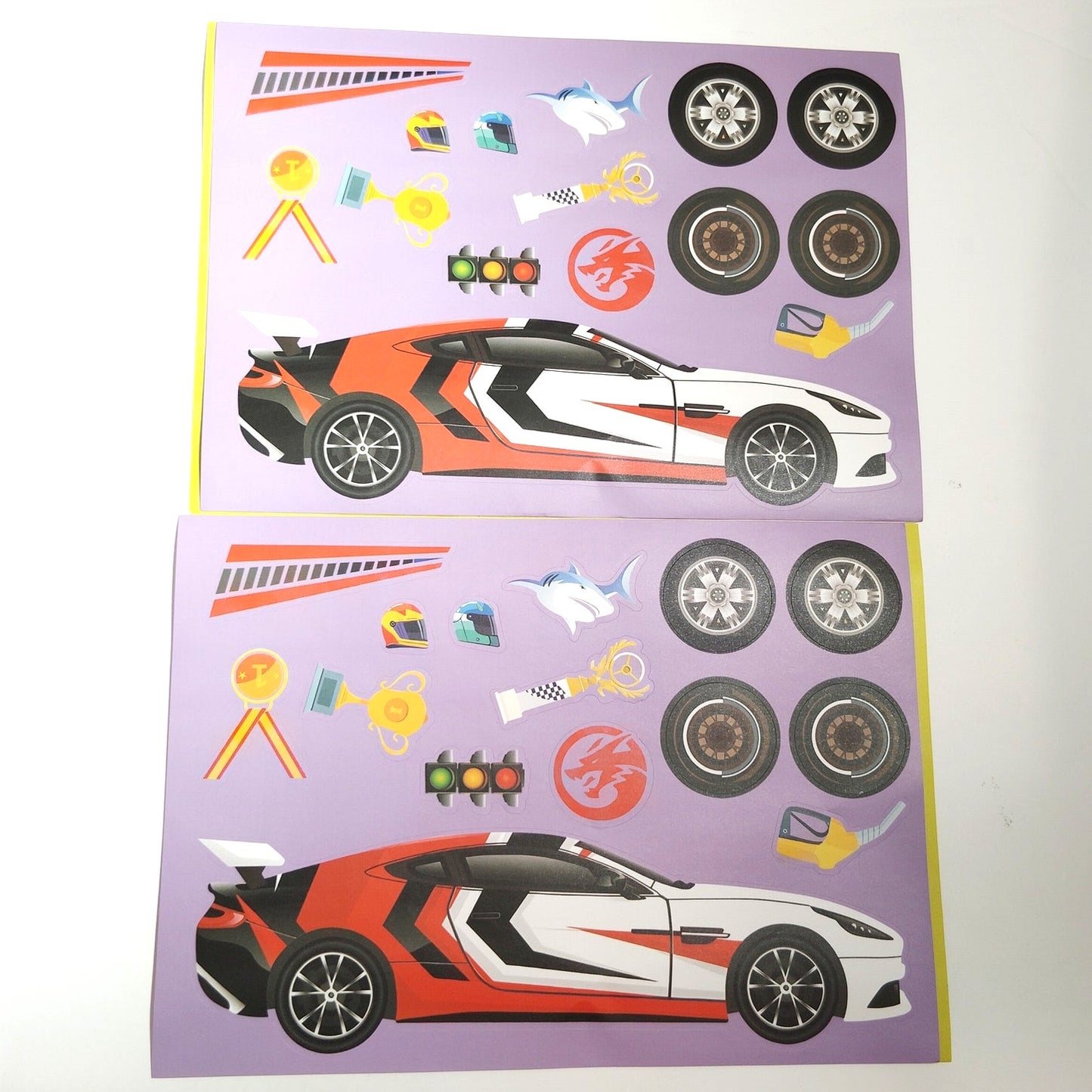 12‑Sheet Racing Car Assembly Sticker Set DIY Cartoon Race Car Craft Pack