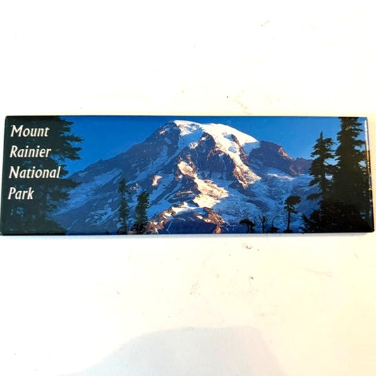 Mount Rainier National Park Panoramic Metal Acrylic Fridge Magnet 5x1.5