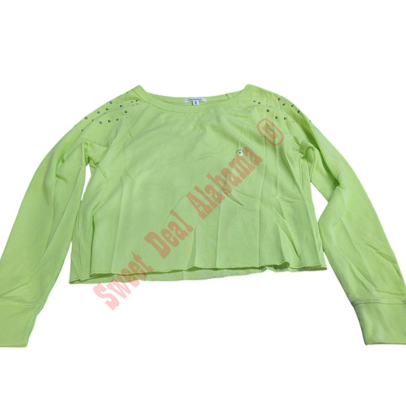Aeropostale L/S Slightly Cropped, Studded Shoulders, Med. 34-36" Bust 19" Length