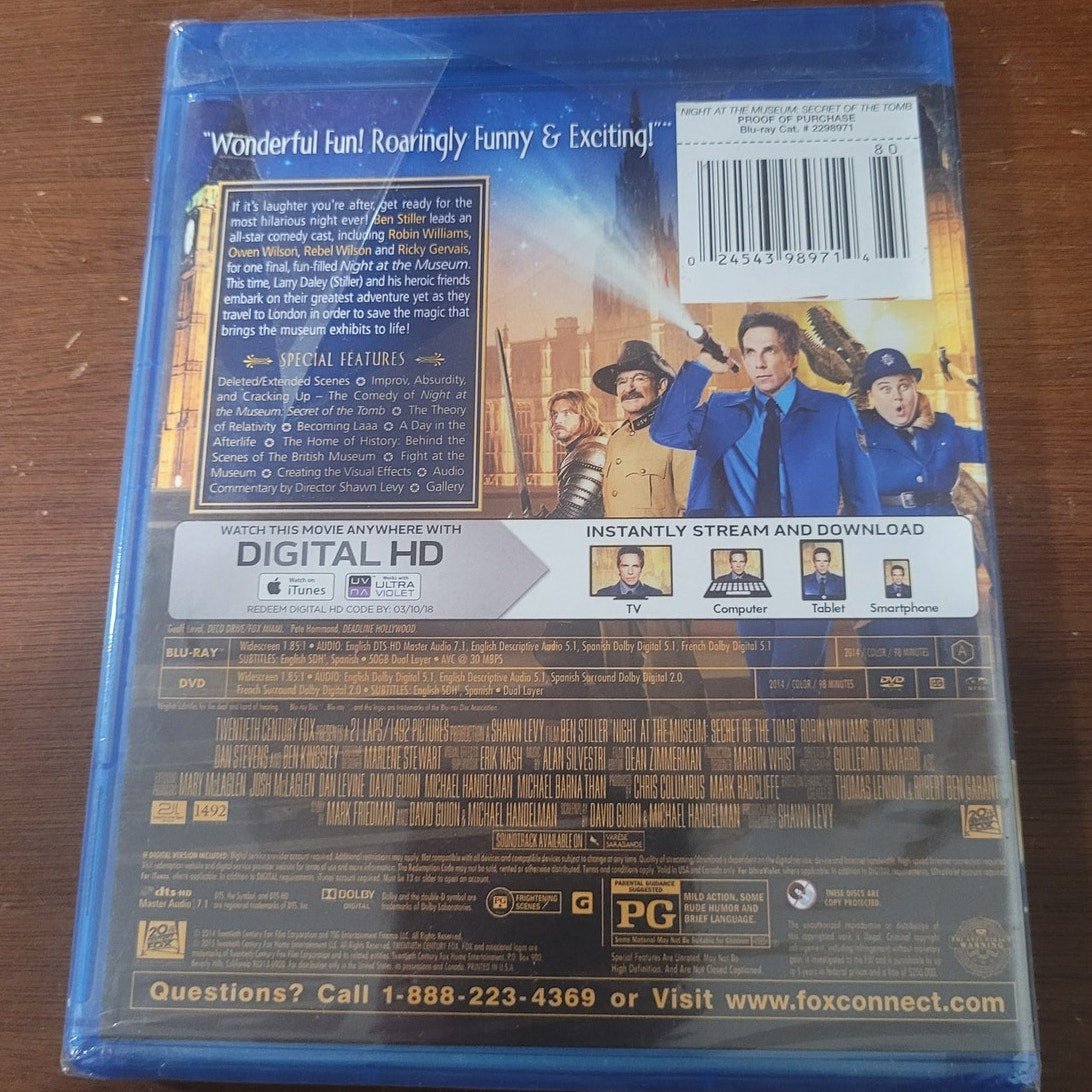 Night at the Museum Secret of the Tomb Blu-ray DVD, Ben Stiller 2014 Comedy