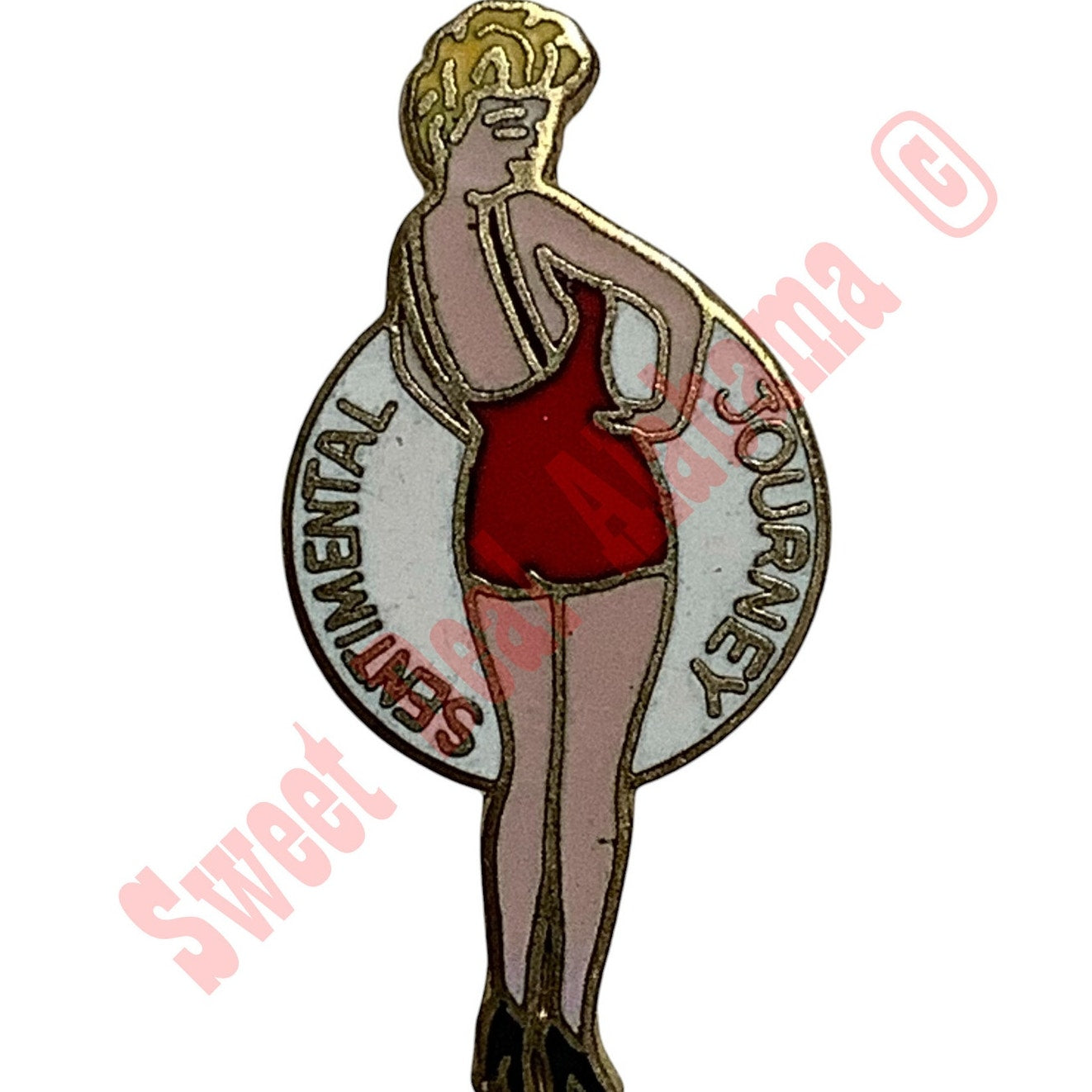 Sentimental Journey Aviator's Hat Pin 1-1/4"H x 5/8"W WWII Aviator's Nose Art