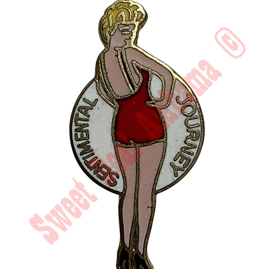 Sentimental Journey Aviator's Hat Pin 1-1/4"H x 5/8"W WWII Aviator's Nose Art