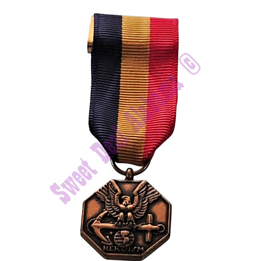 Navy and Marine Corps Mini Medal (3/4"D) Ribbon (3/4"W) Overall (2-1/4"H)