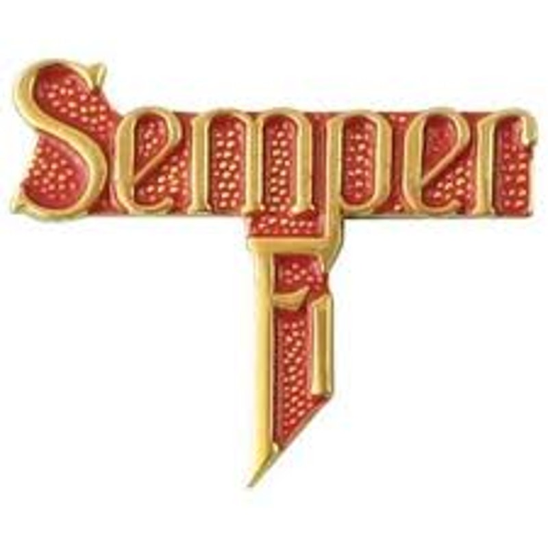 USMC “Semper Fi” Hat/Lapel/Brooch Pin, 1‑1/4" × 1", Butterfly Clutch back Pin