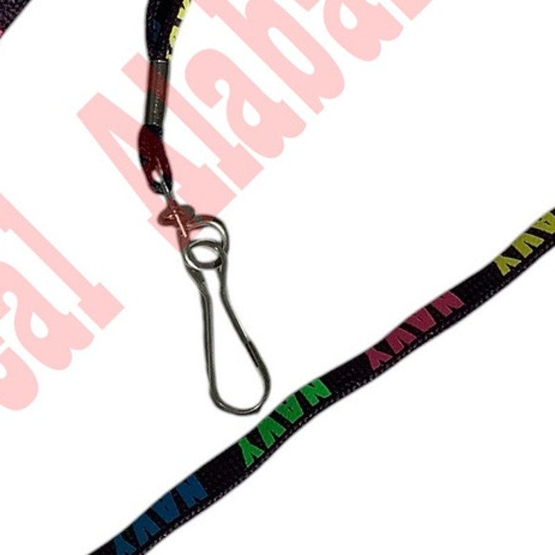 Navy Multi-Color Lanyard, 5/16"W, with End Clip for Badge or Keyring 17"L (34")