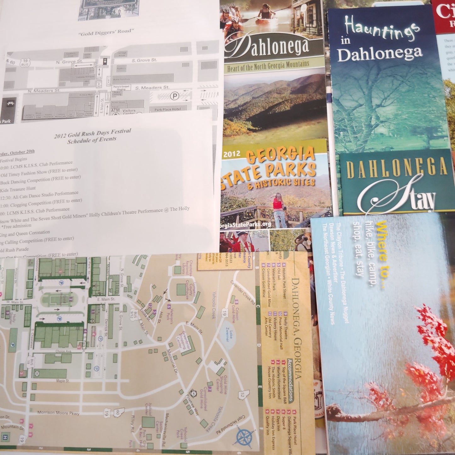 Georgia Travel Ephemera Lot - Dahlonega & Roswell 2012-2013 - Assorted