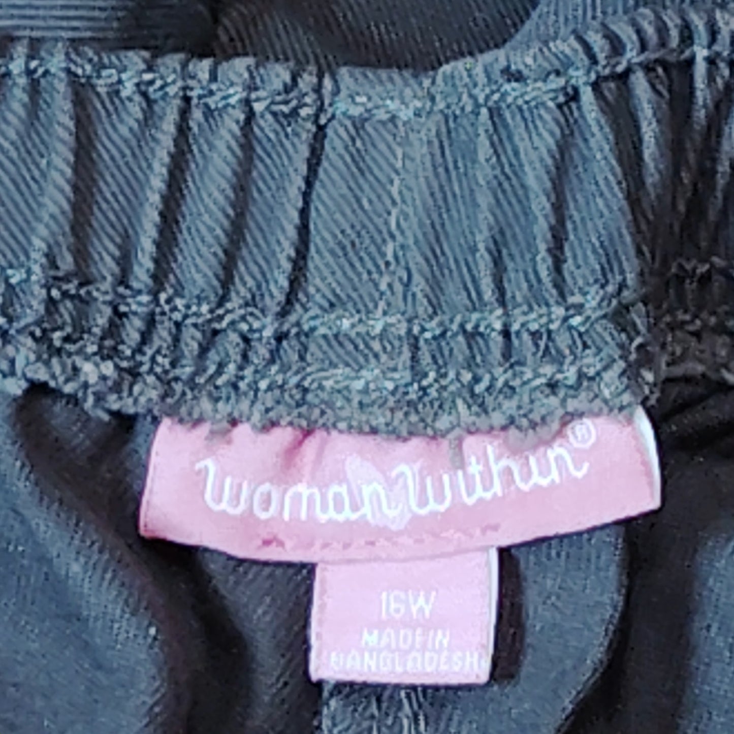 Woman Within Plus Size 16W Brown 100% Cotton Elastic Waist Jeans Pockets