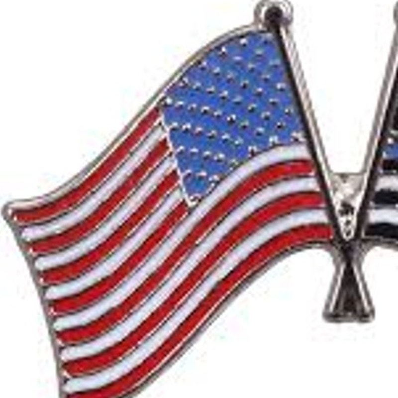 Rothco Thin Blue Line USA Crossed Flag Pin 1" × 5/8"