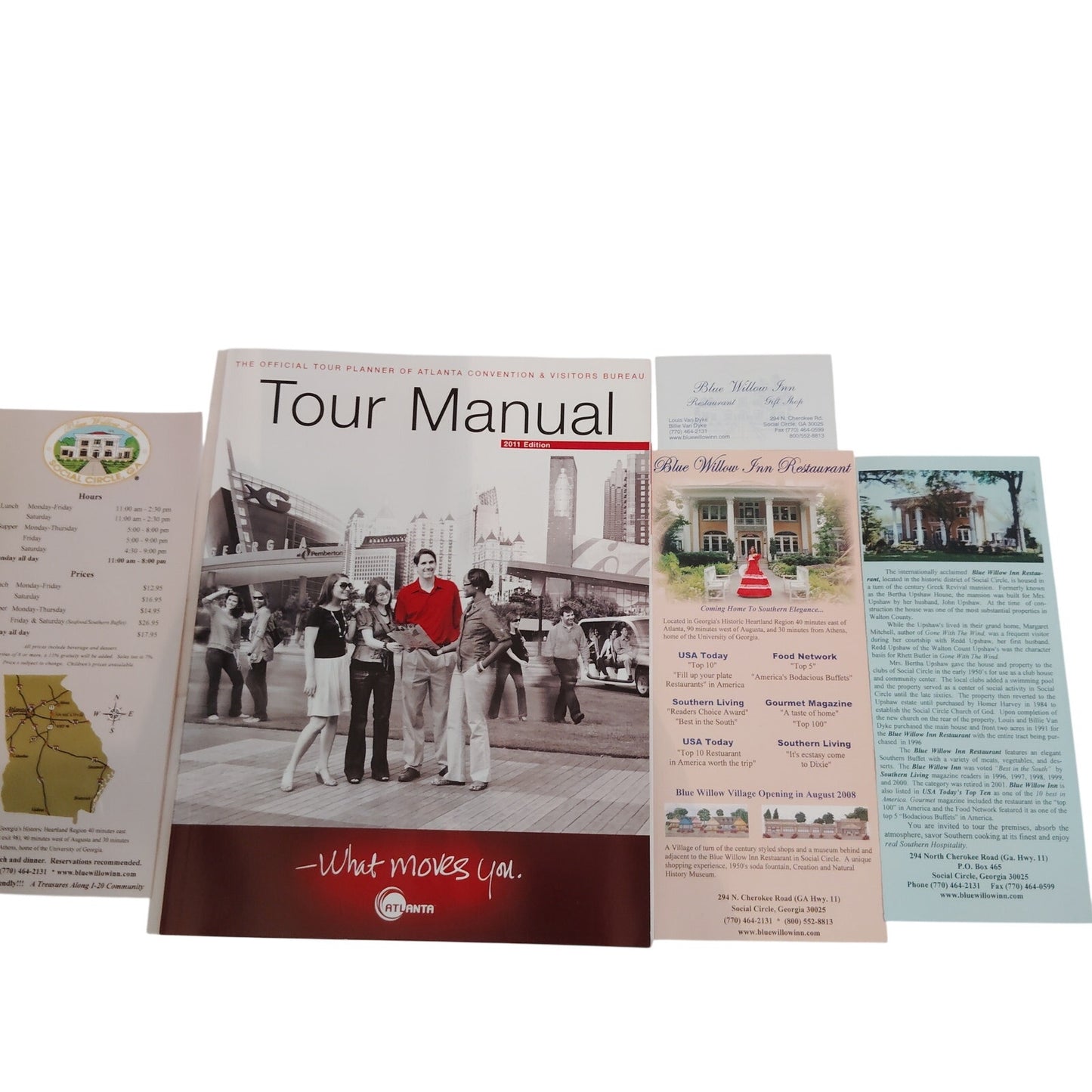2011 Atlanta Tour Manual & Blue Willow Inn Restaurant Brochures -Vintage Georgia