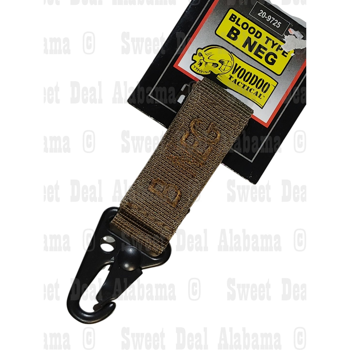 VooDoo Tactical Blood Type Keychain, B NEG (B NEGATIVE), Coyote, Snaphook