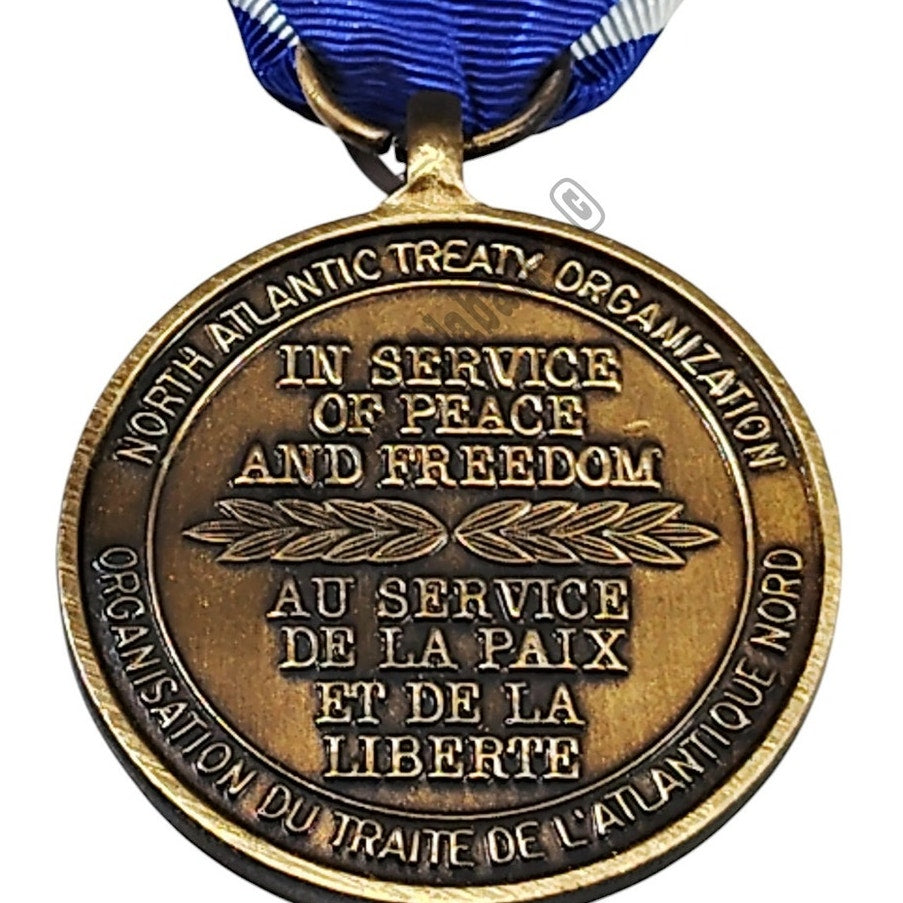 NATO Support Service Medal w/ Clutchback Pins, 1-3/8"D Medal x 3-1/8"H Overall