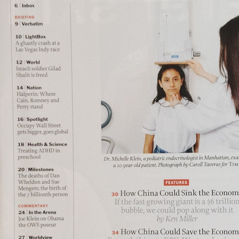 TIME Magazine October 31, 2011 The China Bubble Vol. 178 No. 17 Back Issue