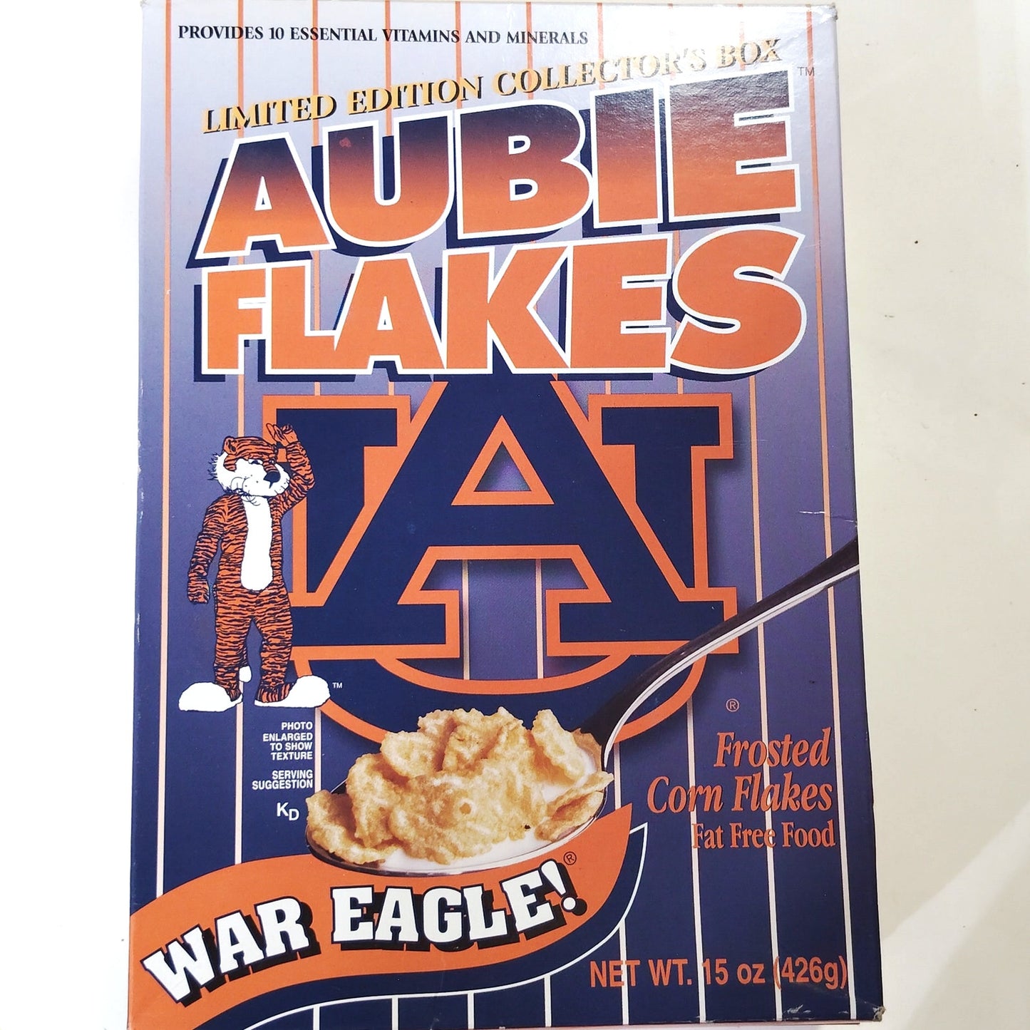 Rare Vintage Auburn “Aubie Flakes” Collector’s Cereal Box War Eagle Mascot