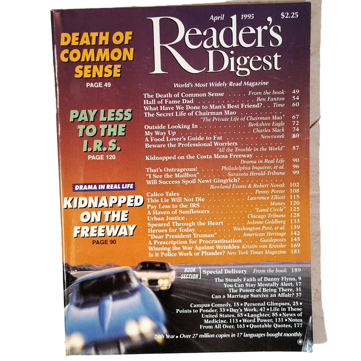Reader's Digest April 1995 Vintage Magazine Death of Common Sense Back Issue