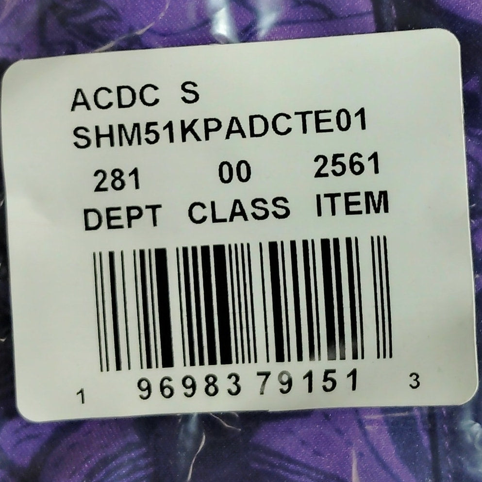 AC/DC Men’s Elastic Waist Printed Swim Shorts – Small – Dark Purple