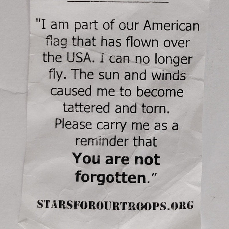 Stars for Our Troops Novelty Embroidered Star 1‑7/8" Program Card Included