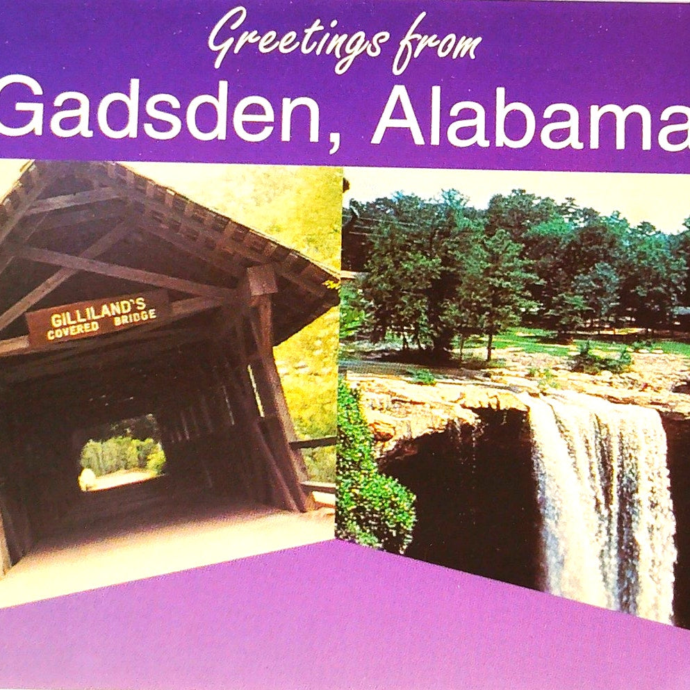 VTG Gadsden AL Multi‑View Postcard Gilliland Bridge Noccalula Falls NOS