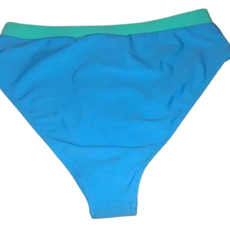 Blooming Jelly Bikini Bottoms Blue Green Trim Women’s Swim Briefs Size Large