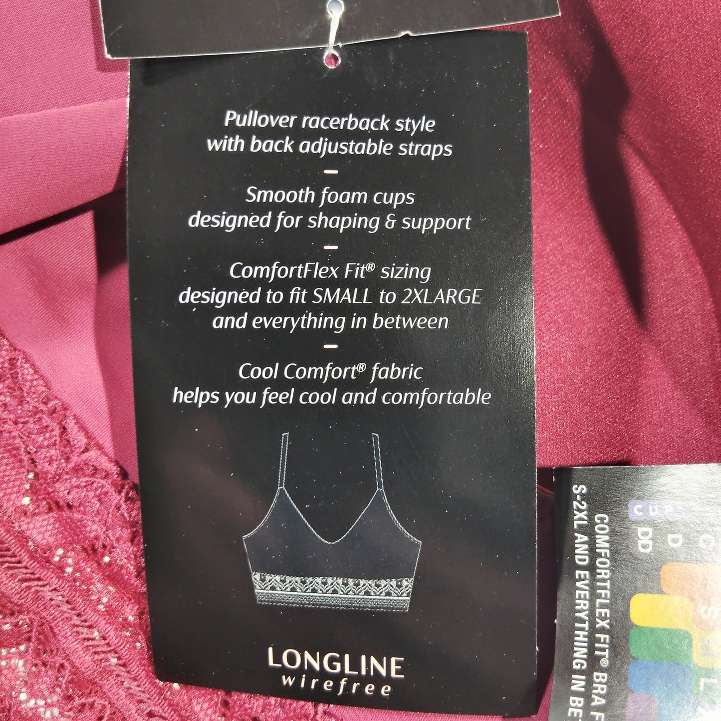 Bali Comfort Revolution Lace Wireless Bralette DF6594 – Deep Cerise – Medium