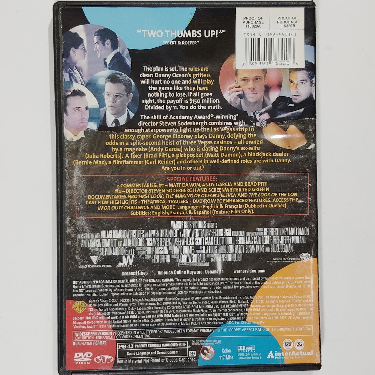 Ocean’s Eleven DVD 2001 Widescreen Edition – George Clooney, Brad Pitt