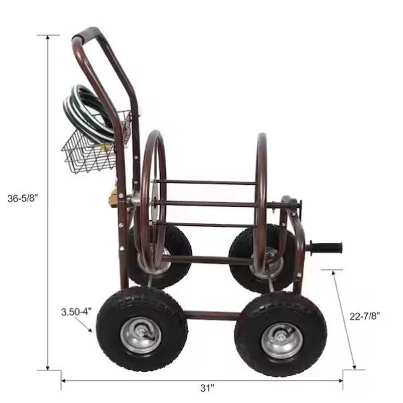 Outdoors Metal Hose Reel Cart w/ Wheels Heavy Duty Hose Caddie 250ft Capacity