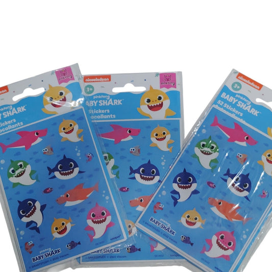 Baby Shark Stickers – 3 Pks of 52 (156 Total) Party Favors, Scrapbooking, Crafts
