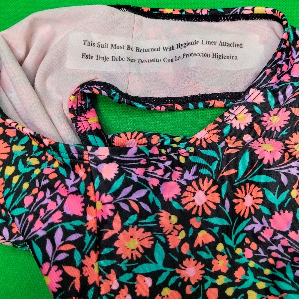 Girls' 'Spring Time' Floral Printed Bikini Set - art class, Black/Pink