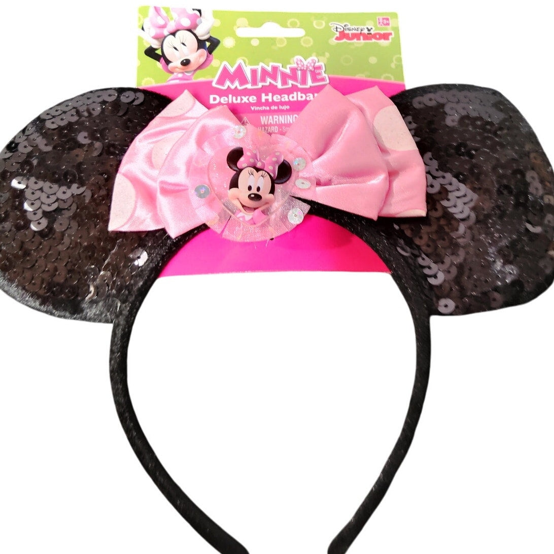 Amscan Kids Girls Sequin Minnie Mouse Ears, Deluxe Headband, Black
