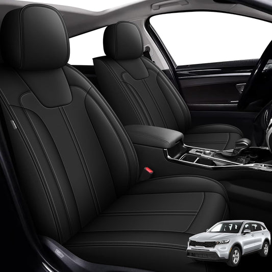 Front Seat Covers for Kia Sorento 2021–2025 – 2PCS Faux Leather Cushions, Black