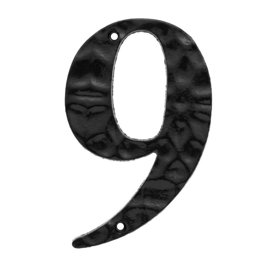 Everbilt 6 in. Black Cast Iron House Number 9