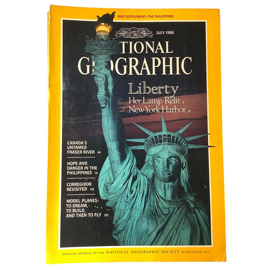 National Geographic Magazine July 1986, New York Harbor, Canada, Philippines ...