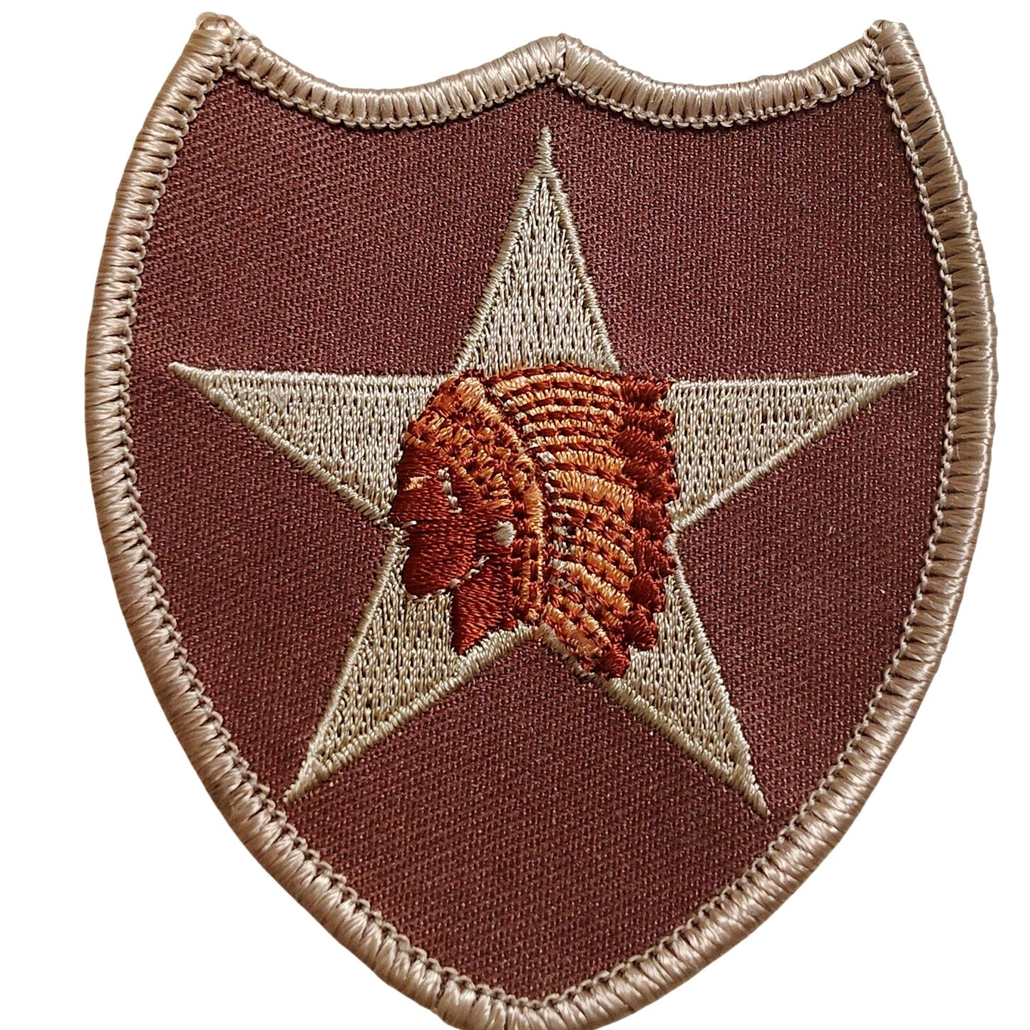 U.S. Army 2nd Infantry Division Patch – Brown/Tan – 3‑1/4" × 2‑7/8"