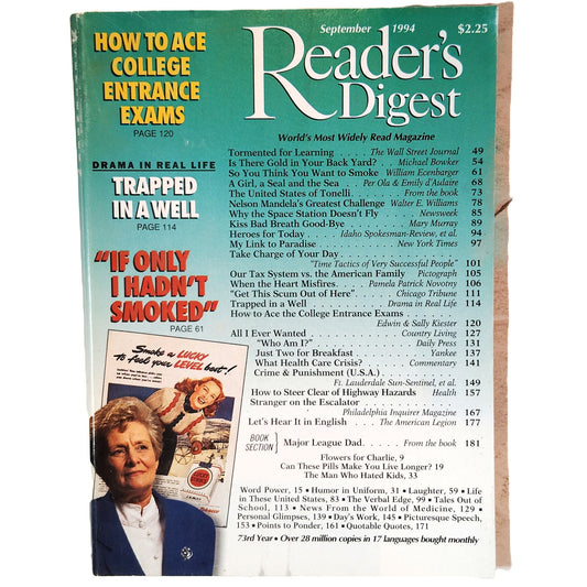 Vintage Reader's Digest September 1994 Magazine Back Issue - Nelson Mandela