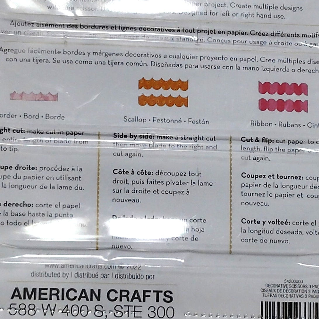 EK Tools Craft Scissors Set Border Scallop Ribbon Craft Scrapbook L/R Hand