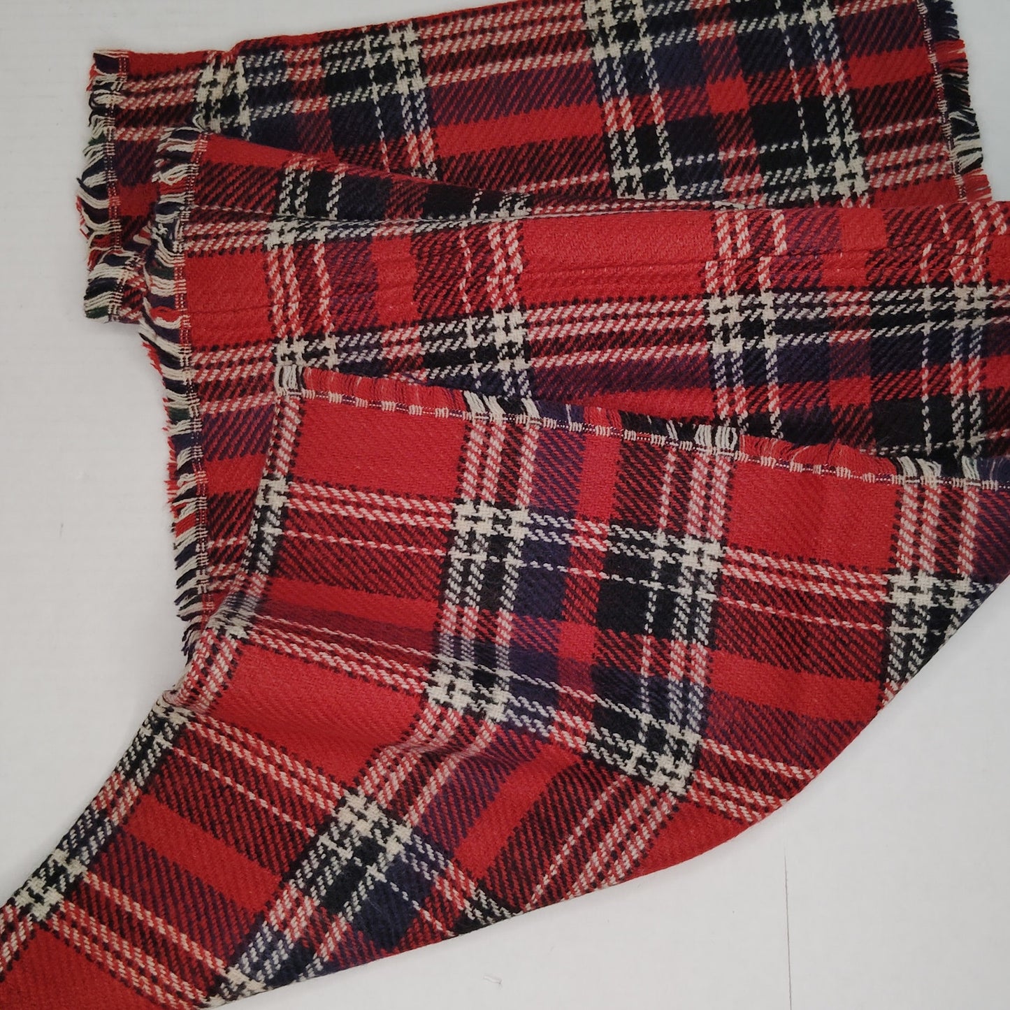 Lucky Leaf Infinity Scarf w/ Tassles, Reversible, Red/Black Plaid & Geometric