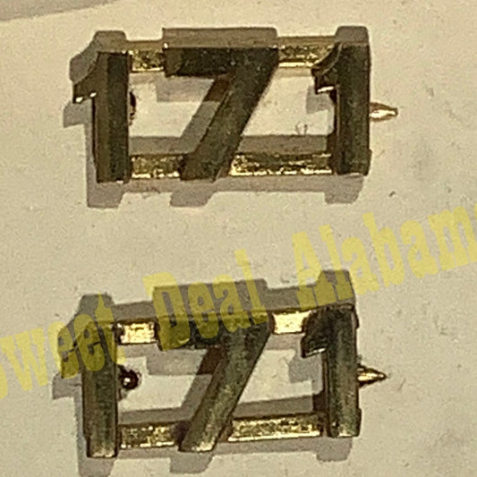 Early/Mid 1900s Brass C-Clasp "171" Collar Device 3/8"H Hat / Lapel Pins Set