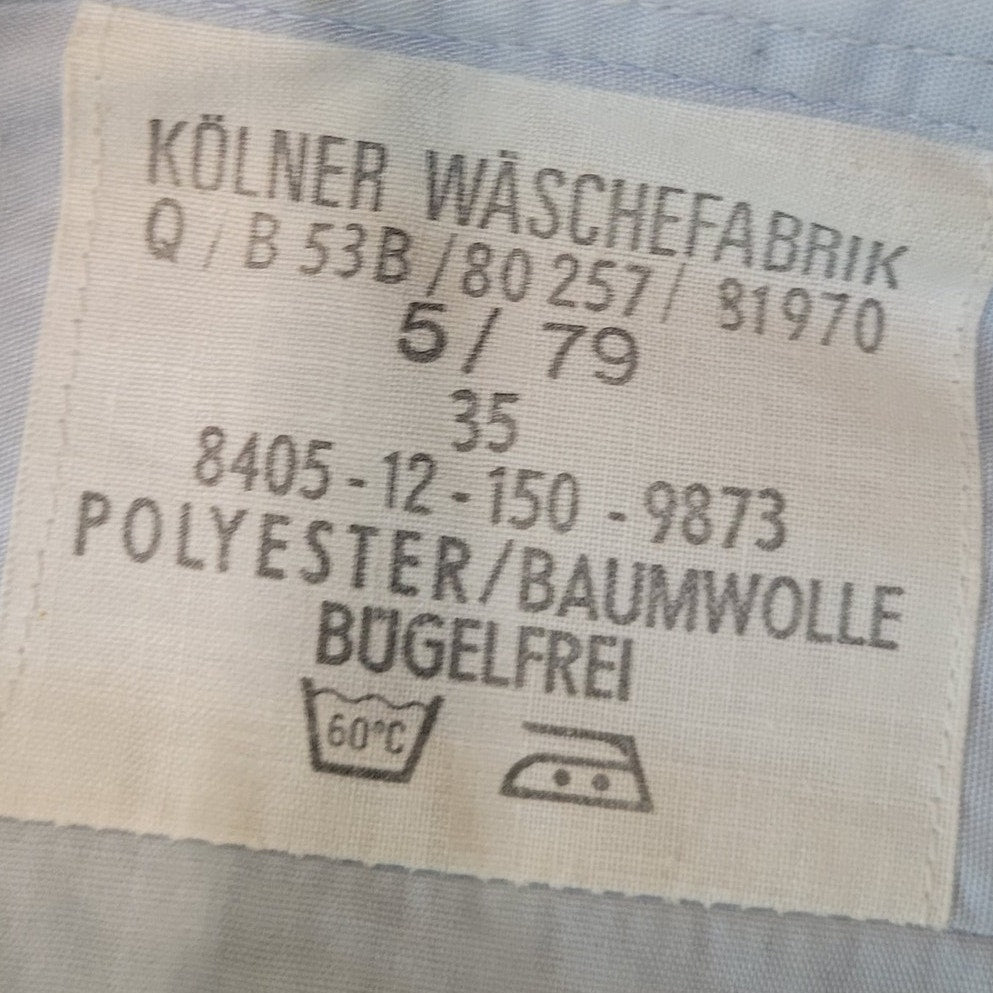Vintage German Military Shirt – NSN 8405-12-150-9873, Blue, Long Sleeve, Small